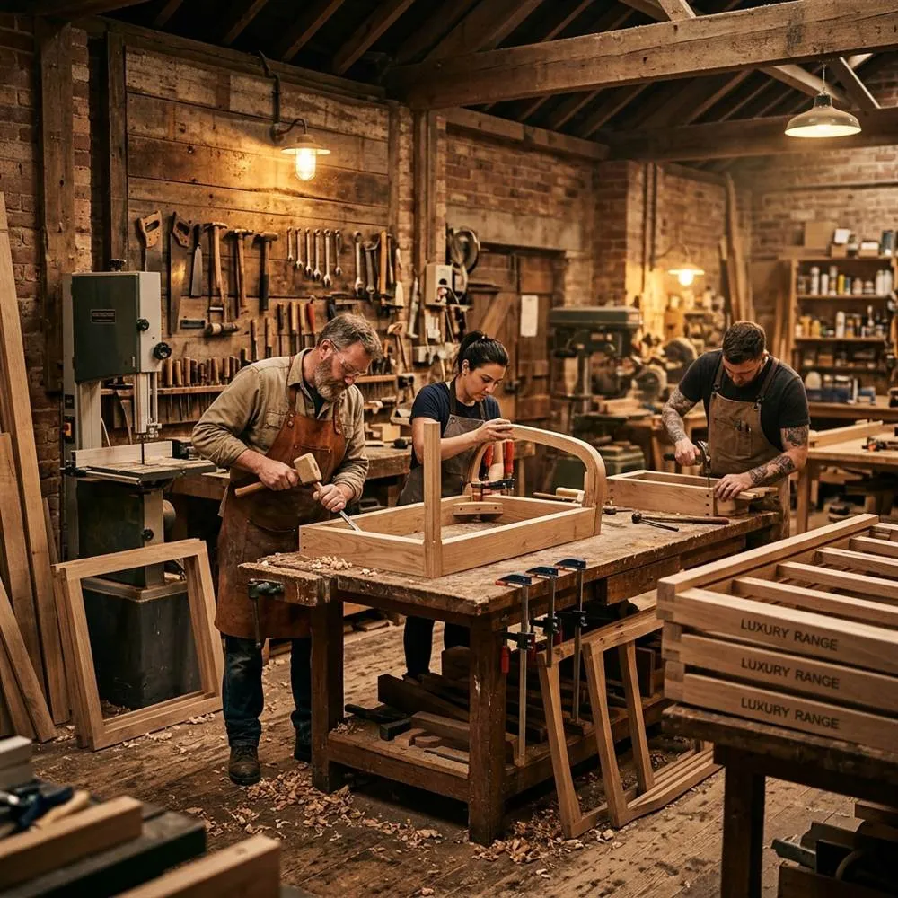 Artesanos fabricando sillones